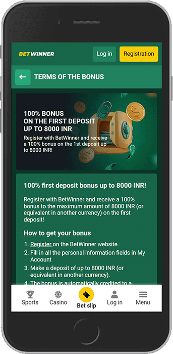 100% first deposit bonus up to 8,000 INR!
