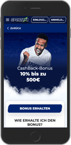 Mobile screenshot of the Spartaza cashback