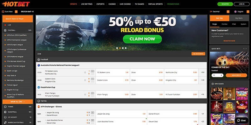 Screenshot of the hotbet sport page