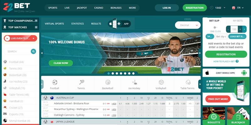Handball Betting app - 22Bet
