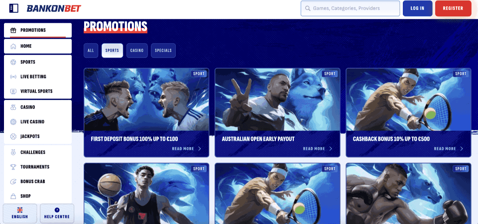 Screenshot of the Bankonbet promo page